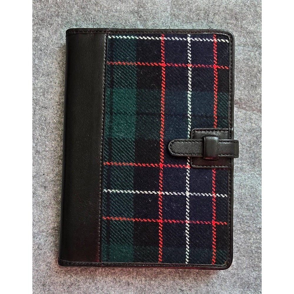 Vintage Coach Y2K Tartan Wool Plaid Fabric Leather Agenda Cover Photo Album EUC